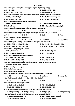 Đề thi học kì 2 môn Hóa học Lớp 8